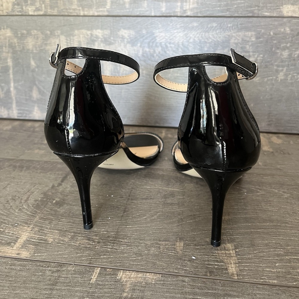 Jessica Simpson Chic Black Patent Strappy Heels Minimal Ankle Strap Stiletto 7M - Picture 4 of 15